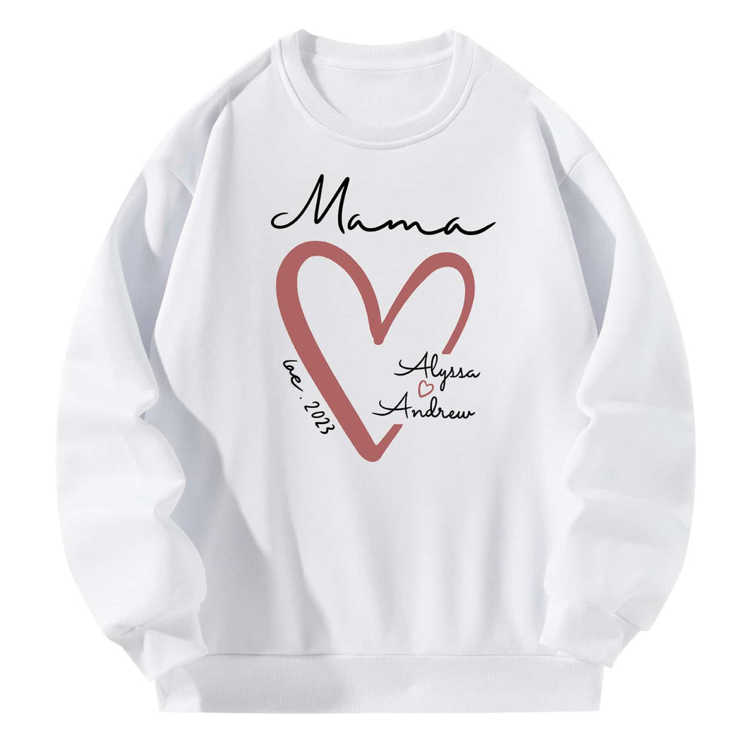 Women Crewneck Sweatshirt White Pullover Graphic Alphabets MAMA Sweatshirt