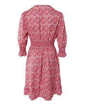 Load image into Gallery viewer, Puff Sleeve Ruffle Hem Shirred Ditsy Floral Print Dress
