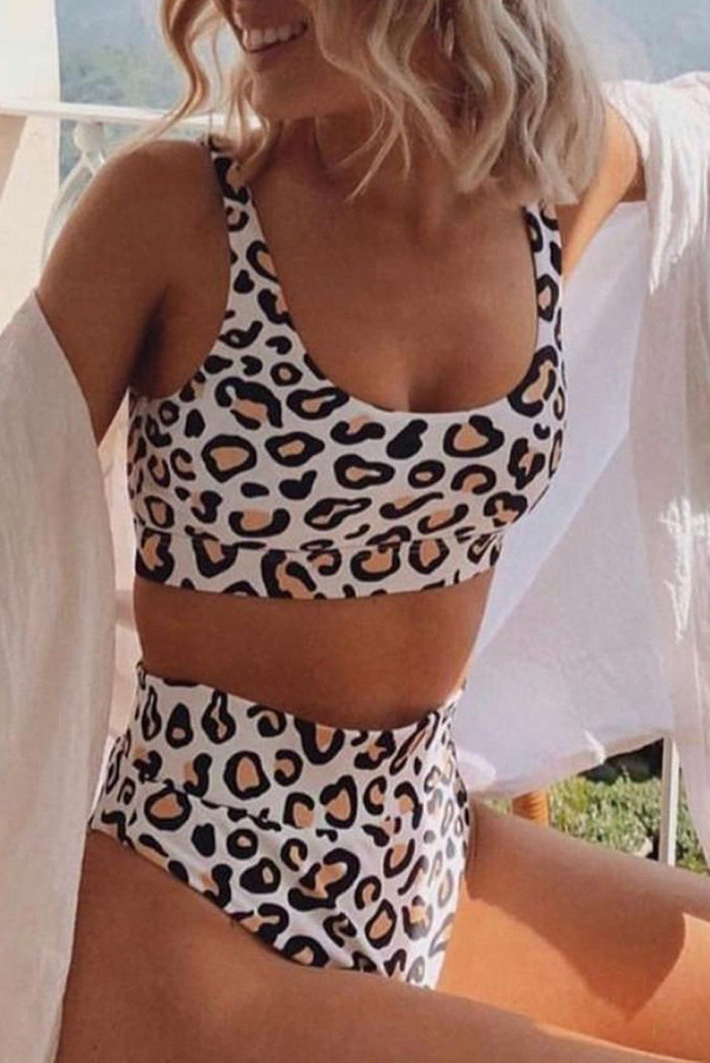 Leopard Bralette High Waisted Bikini Swimsuit