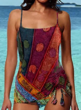 Load image into Gallery viewer, Print Strap U-Neck Plus Size Boho Tankinis Swimsuits
