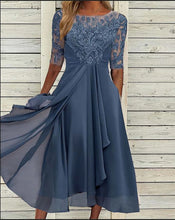 Load image into Gallery viewer, Women&#39;s Elegant Embroidery See Through Flared Tiered Ruffle Hem Dress

