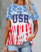 Load image into Gallery viewer, USA Print Round Neck Short Sleeve T-shirts
