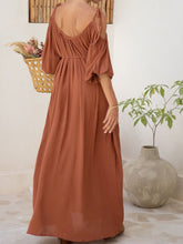 Load image into Gallery viewer, Women&#39;s Elegant V Neck Split Thigh Romantic Brown Solid Dress
