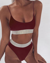 Load image into Gallery viewer, Women&#39;s Solid Sequined High-Waisted Bikinis
