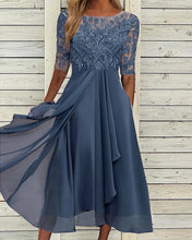 Load image into Gallery viewer, Women&#39;s Elegant Embroidery See Through Flared Tiered Ruffle Hem Dress
