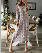 Load image into Gallery viewer, Women&#39;s Floral Print Romantic V-neck Long Sleeve Dress
